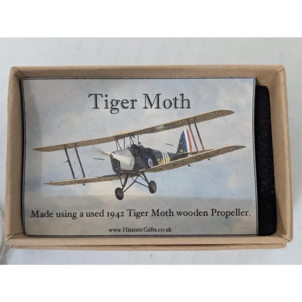 Tiger Moth Keychain Made Using 1942 Wood Propeller New in Box
